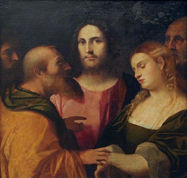 Palma il Vecchio Christ and the Adulteress Norge oil painting art